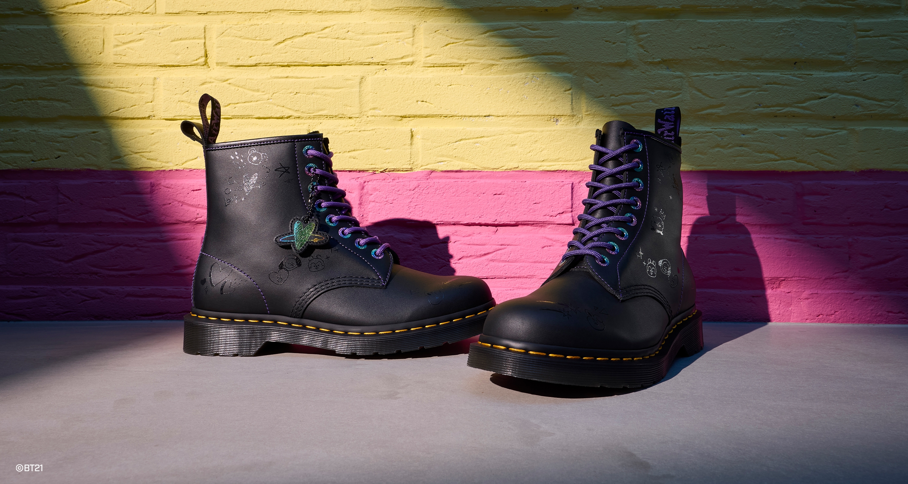 Dr martens 1460 X BT21 Purple Black❌SOLD❌ Size 6UK39 Made